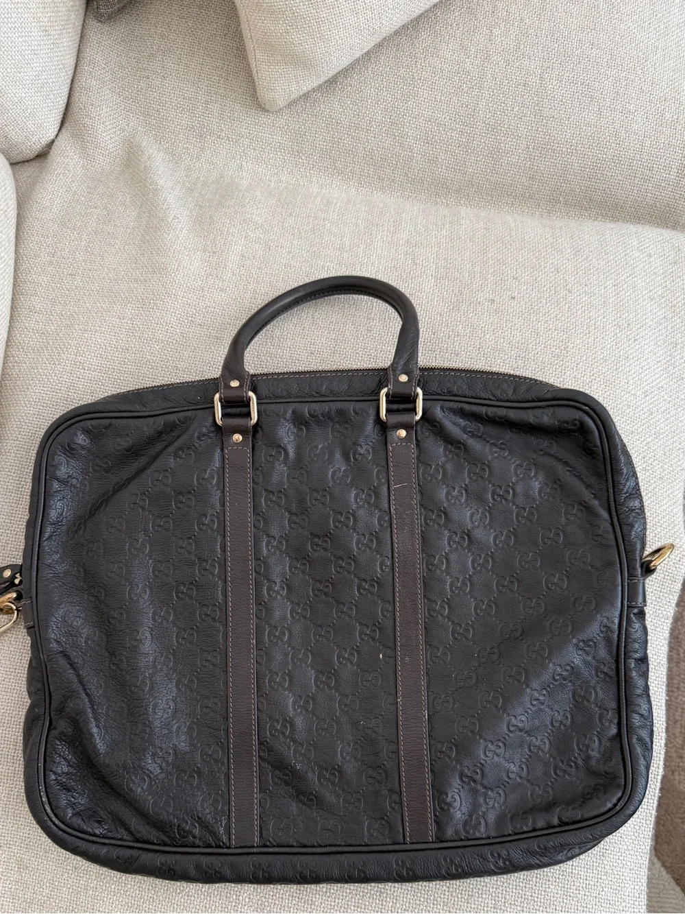 GUCCI Leather Briefcase in Dark Brown
